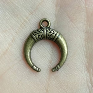 Tiny lunula pendant, Roman jewelry evil eye replica, crescent moon, small bronze charm, reenactment jewelry, girl gift, antique apotropaion