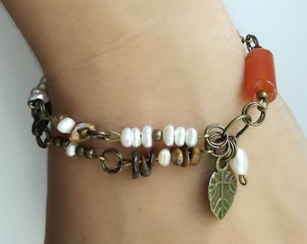 Asymmetrical Gemstone Bracelet: Ancient Roman Style Pearl Cuff