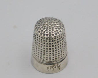 Stamped Folk Art Style Panels Early Sterling Thimble Waite Thresher Size 5 Antique Sewing Tool Seamstress Stitcher Gift