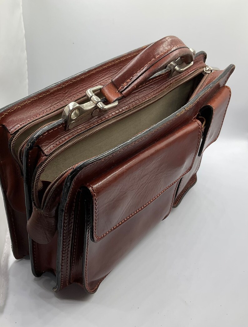 Vintage Brown Leather Organiser Purse/handbag perfect for iPad or