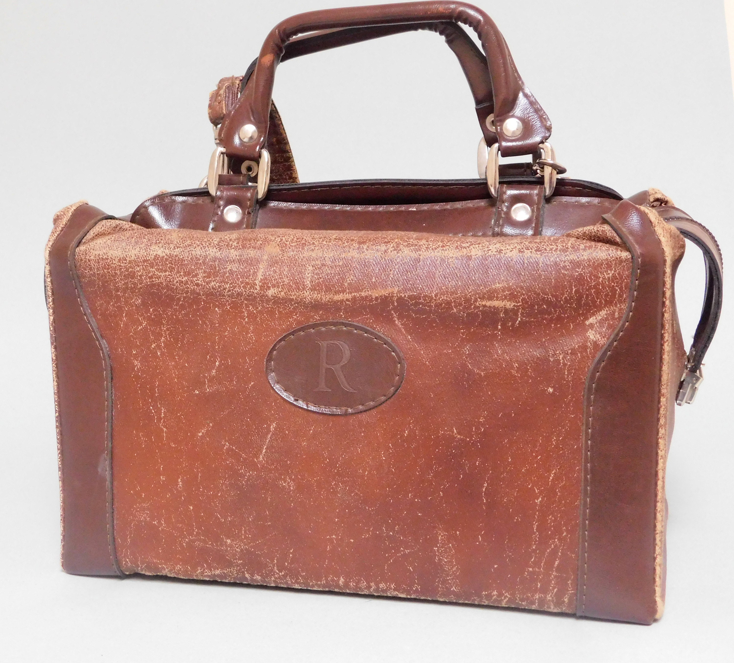 Vintage French Bag Gladstone Bag Doctors Bag Train Case 