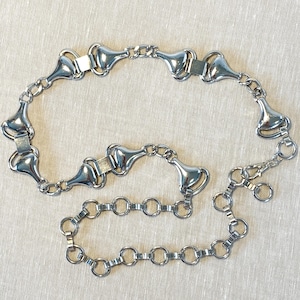 ESCADA Women’s Vintage Designer Silver Tone Equestrian Horse Bit Chain Link Belt Escada | Accessories | Escada Vintage Early 99s Thin Black  main image 2