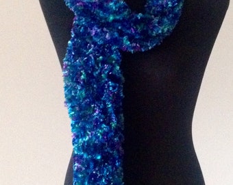 Scarf, knitted scarf blue turquoise scarf, handmade, knit