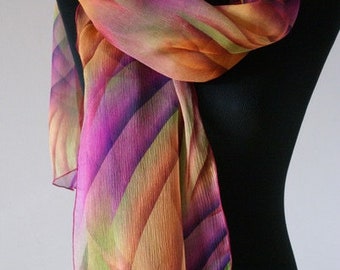 Scarf pure silk, long scarf silk scarf chiffon creped, long scarf