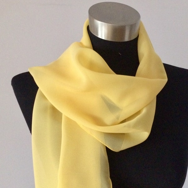 Silk scarf chiffon, scarf silk, yellow