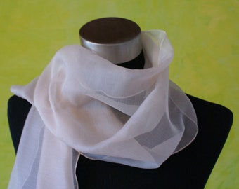 Silk scarf chiffon cream, scarf made of silk chiffon