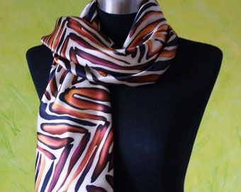 Silk scarf satin cream orange