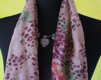Scarf, silk scarf browny*, pure silk, chiffon, neckerchief, silk scarf