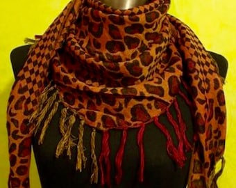 Boho scarf,cloth with fringes, paisley, fringe