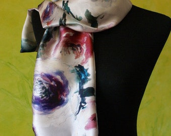 Silk scarf with floral motif* Silk, scarf, flowers