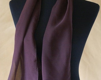 Silk scarf chiffon chocolate dark creped *