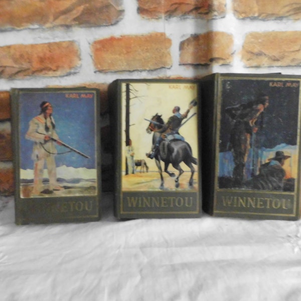 3 alte Karl May Bücher, Winnetou, vintage Bücher, 50er Jahre, alte Bücher