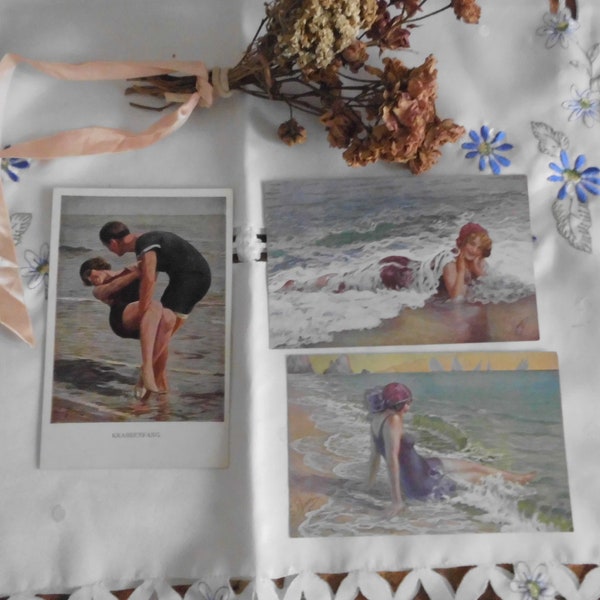 3 vintage  Postkarten mit Frauenbildern, alte Postkarten, 20 erJahre, alte Ansichtskarten