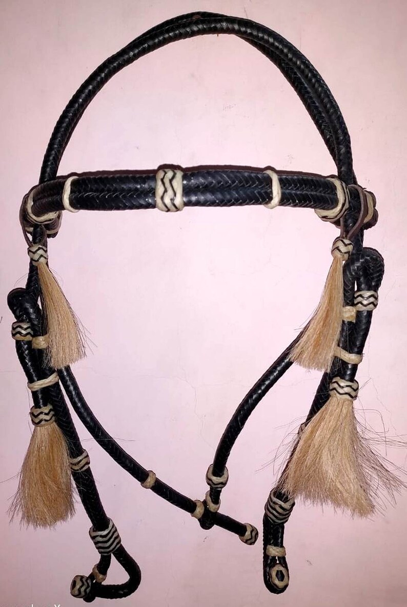 RSI Black Western Rawhide Braided Headstall/bridle Rawhide Show Romel