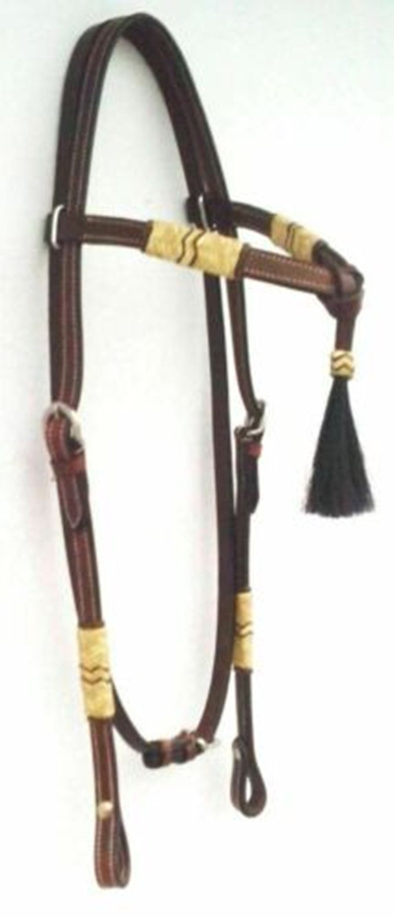 RSI Set of Western Leather Headstall / Hand Braided Rawhide Show Romel