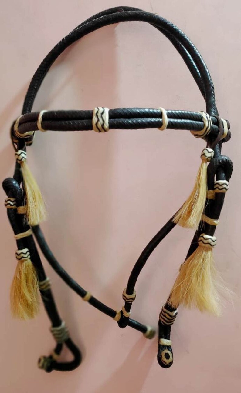 RSI Black Western Rawhide Braided Headstall/bridle Rawhide Show Romel