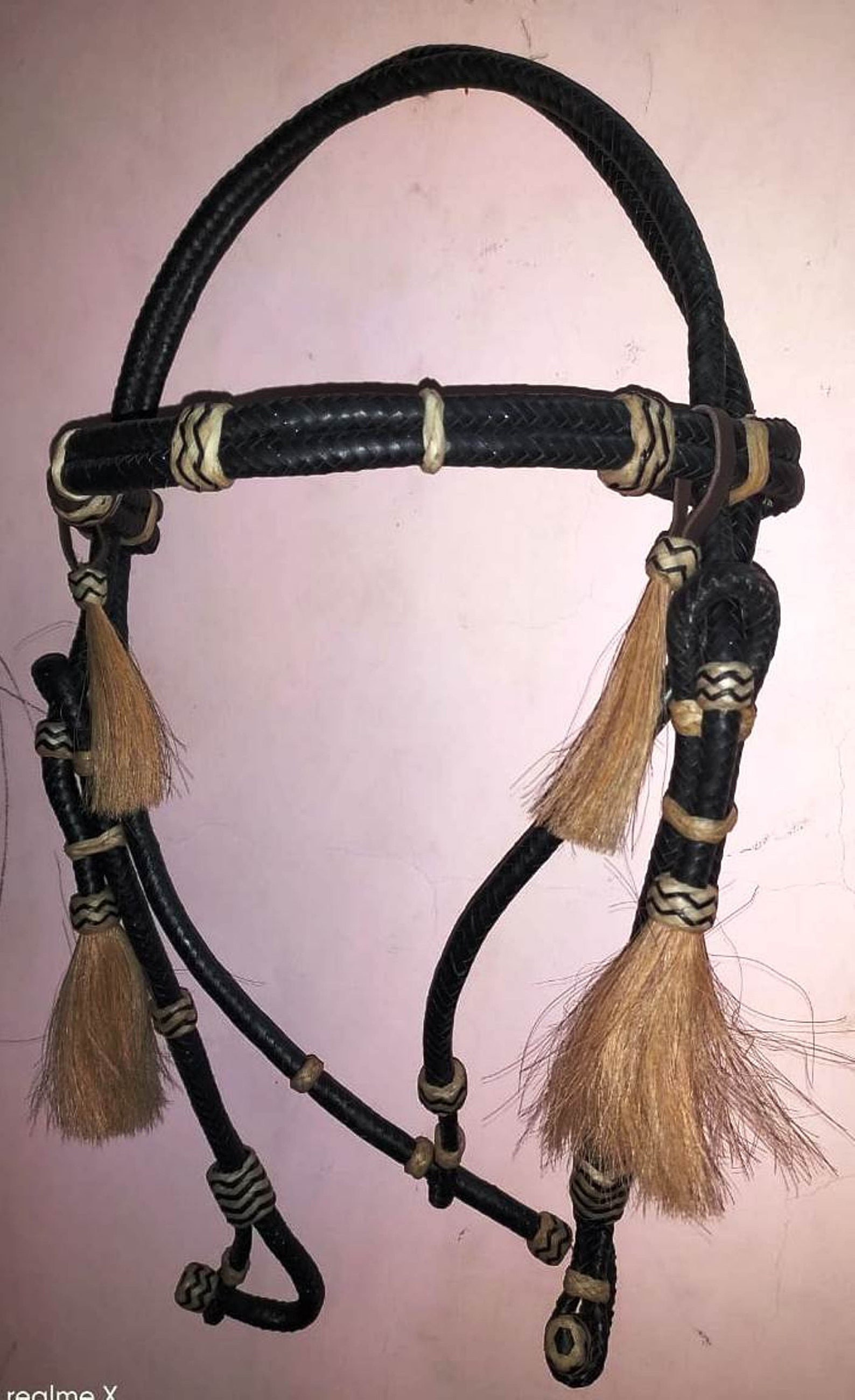 RSI Black Western Rawhide Braided Headstall/bridle Rawhide Show Romel