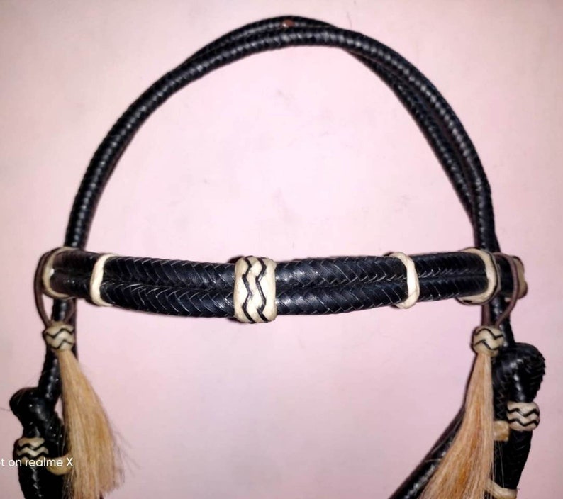 RSI Black Western Rawhide Braided Headstall/bridle Rawhide Show Romel