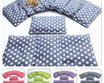 7 chamber set of 3 66 x 17 cm dots cherry stone pillow 11 colors grain pillow heat pad XXL wheat spelt rapeseed grape seeds