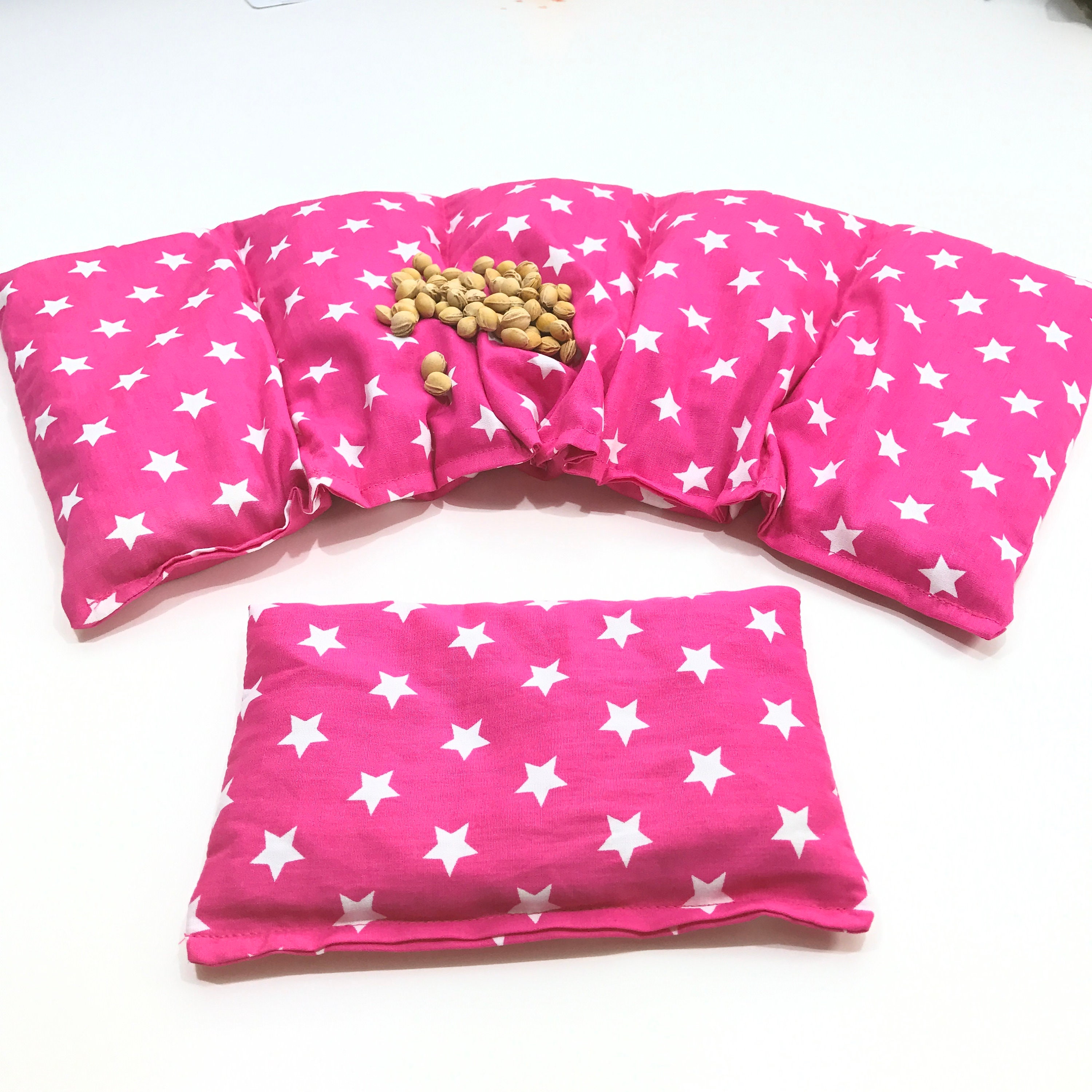 Körnerkissen Xxl 5 K SET ☆ GRAU PUNKTE ☆ 51 X 20 Cm Kirschkernkissen XXL Körnerkis Rosen Kissen