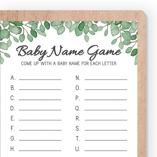 Baby Name Race Game Printable Baby Shower Games Alphabet - Etsy