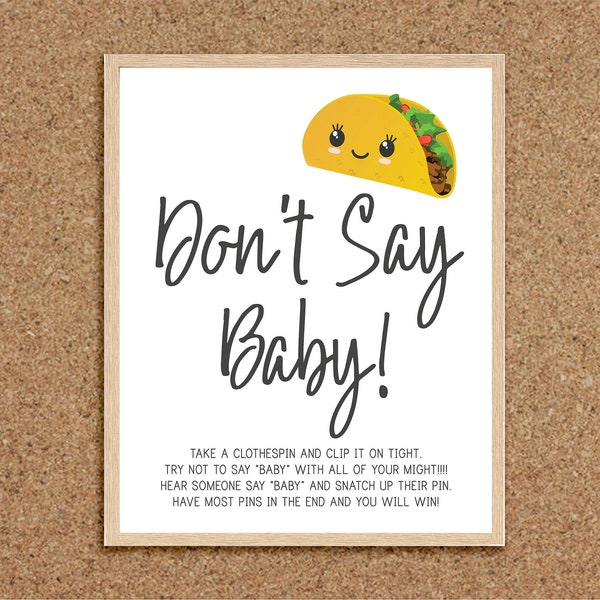 Taco Baby Shower Games Fiesta Dont Say Baby Game Clothespin Game Don't Say Baby Taco Bout a Baby Fiesta Baby Shower Games Taco Theme, TB