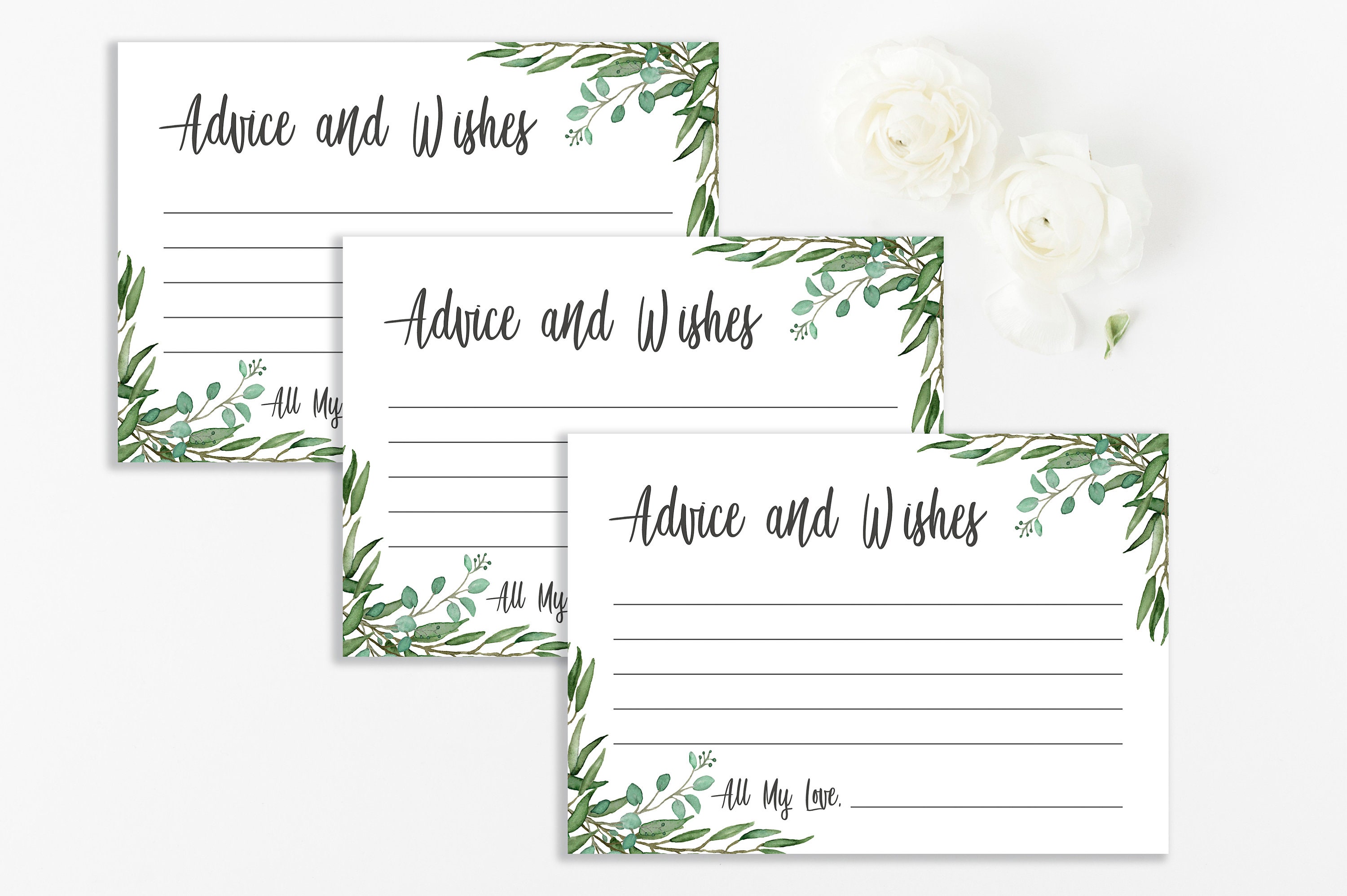 Advice For Parents To Be Wishes For Baby Advice Cards Greenery Etsy