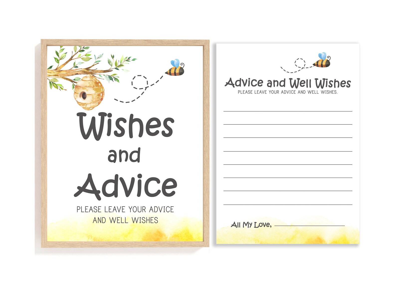 Bee Advice for Parents to Be Bumble Bee Baby Advice Cards | Etsy