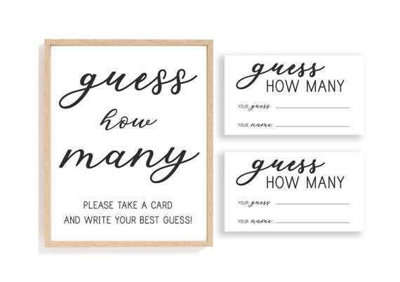 Guess How Many Sign And Cards Guess How Many Game Baby | Etsy