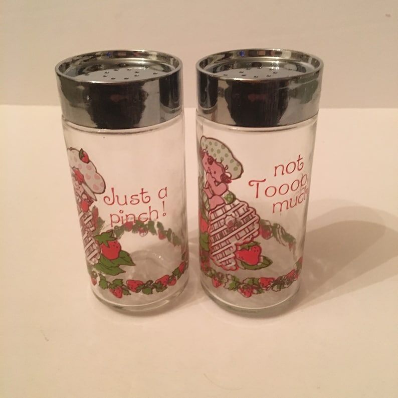 Vintage Glass Strawberry Shortcake Salt And Pepper Shakers