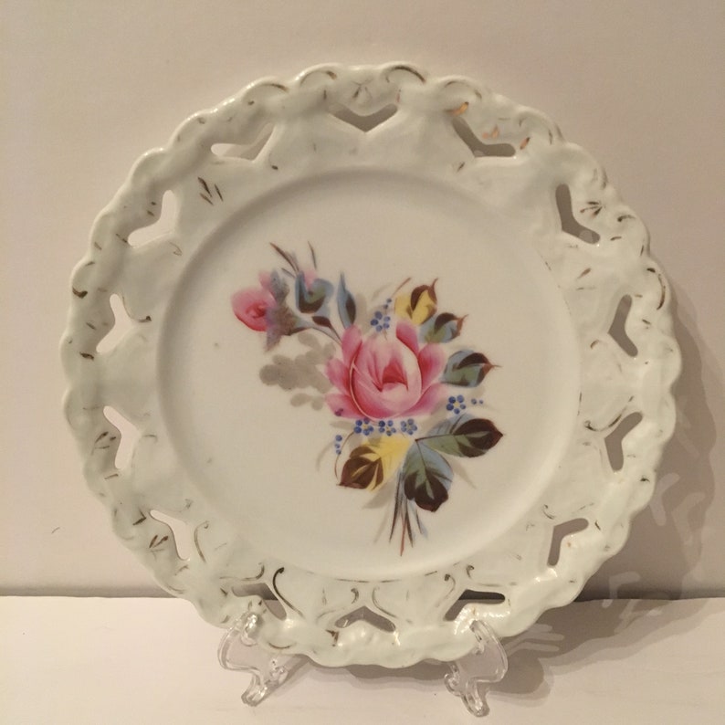 Vintage Reticulated Rose Plate