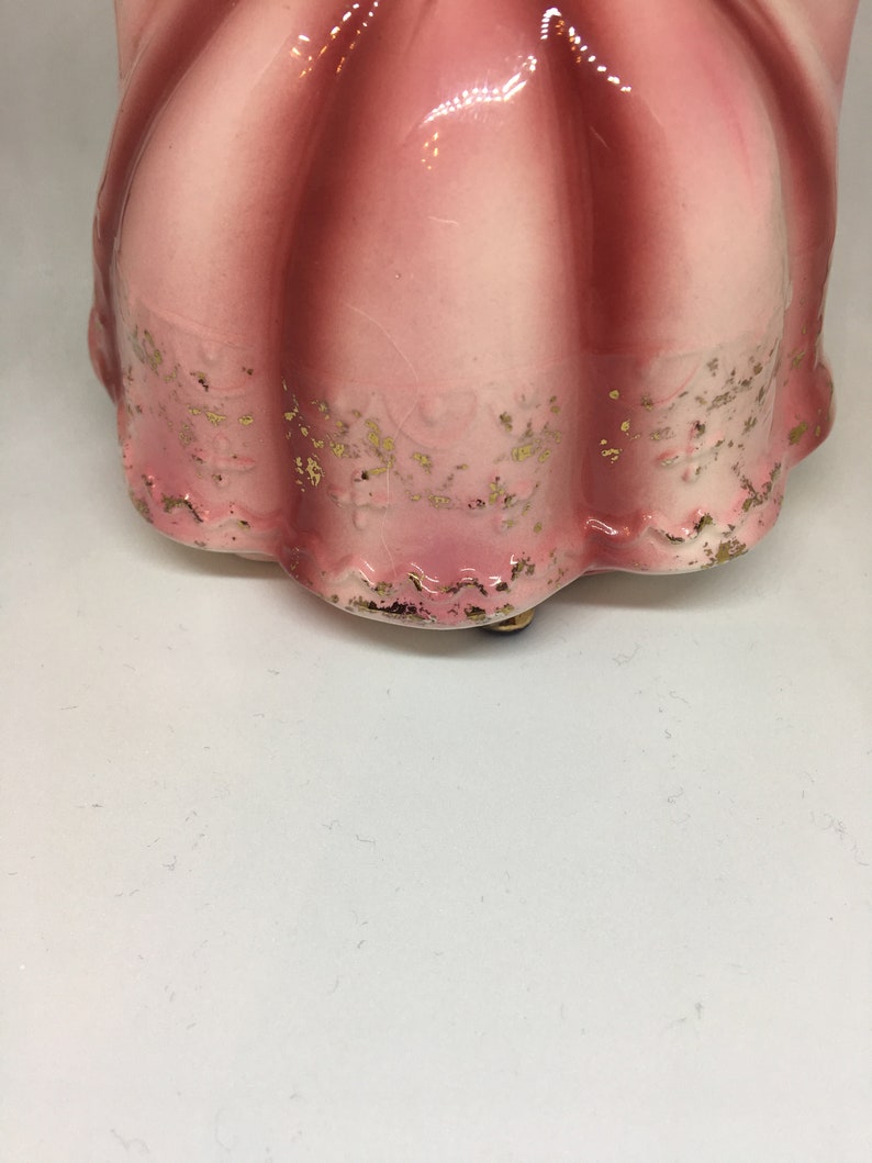 Vintage Pink Glass Lady Planter