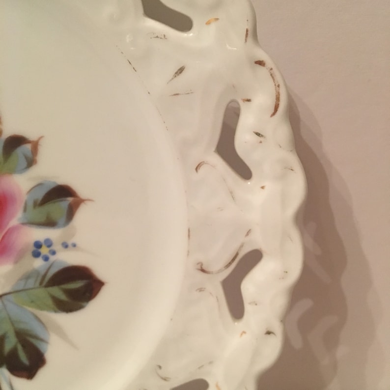 Vintage Reticulated Rose Plate