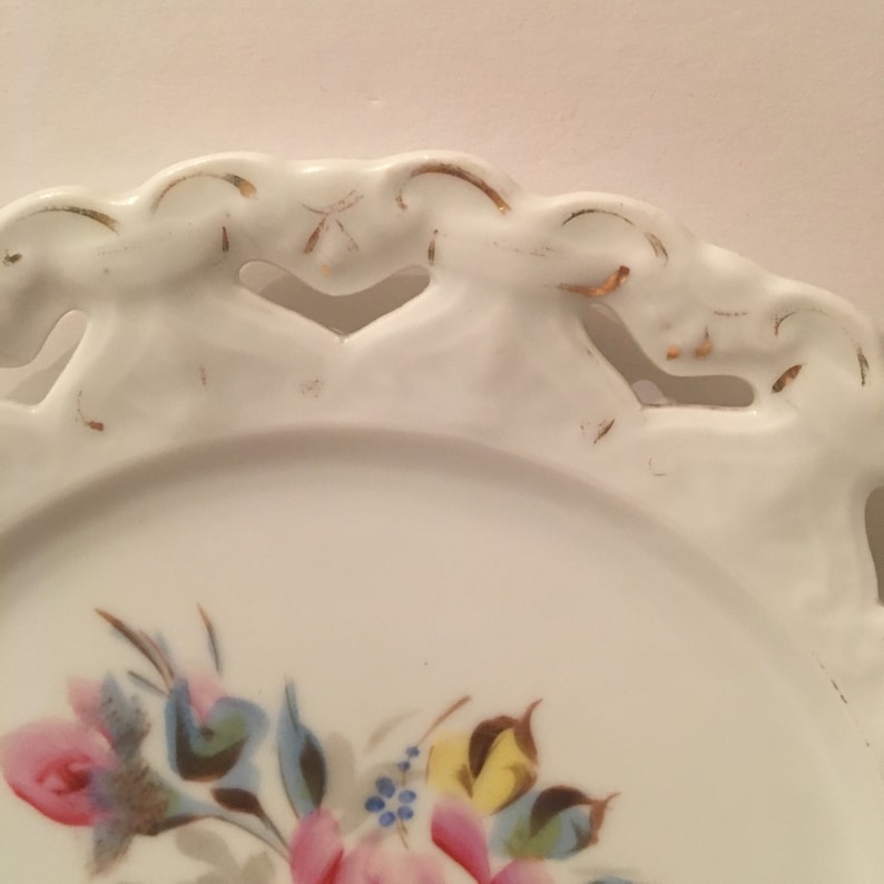 Vintage Reticulated Rose Plate