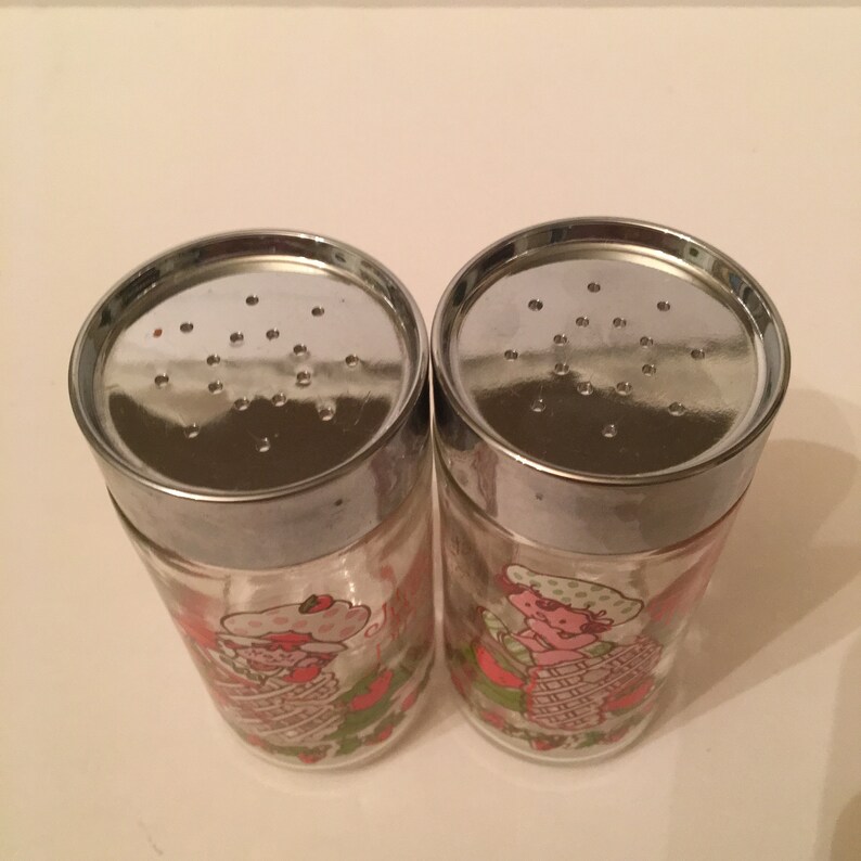 Vintage Glass Strawberry Shortcake Salt And Pepper Shakers