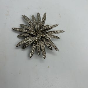 Vintage White Rhinestone Starburst Brooch