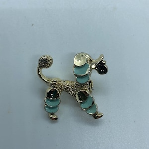 Vintage Blue and Silver Poodle Brooch