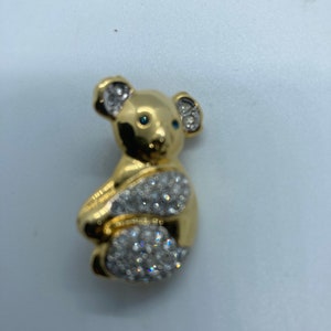Vintage Rhinestone And Gold Koala Bear