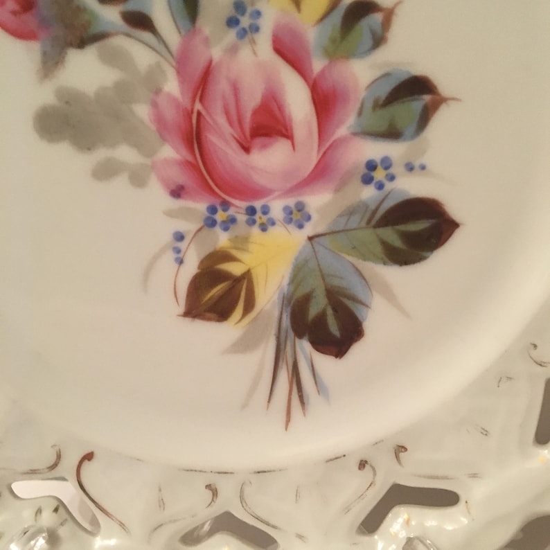 Vintage Reticulated Rose Plate