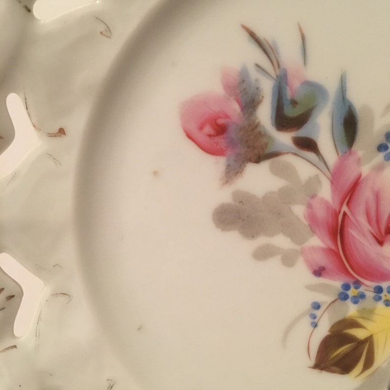 Vintage Reticulated Rose Plate