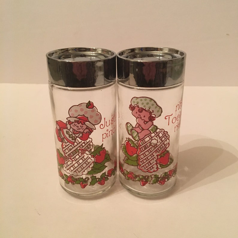 Vintage Glass Strawberry Shortcake Salt And Pepper Shakers