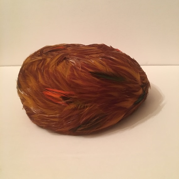 Vintage 1960s Feathered Pillbox Hat