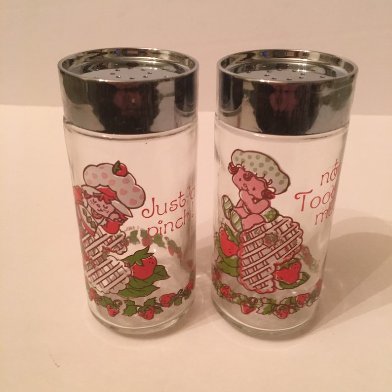 Vintage Glass Strawberry Shortcake Salt And Pepper Shakers