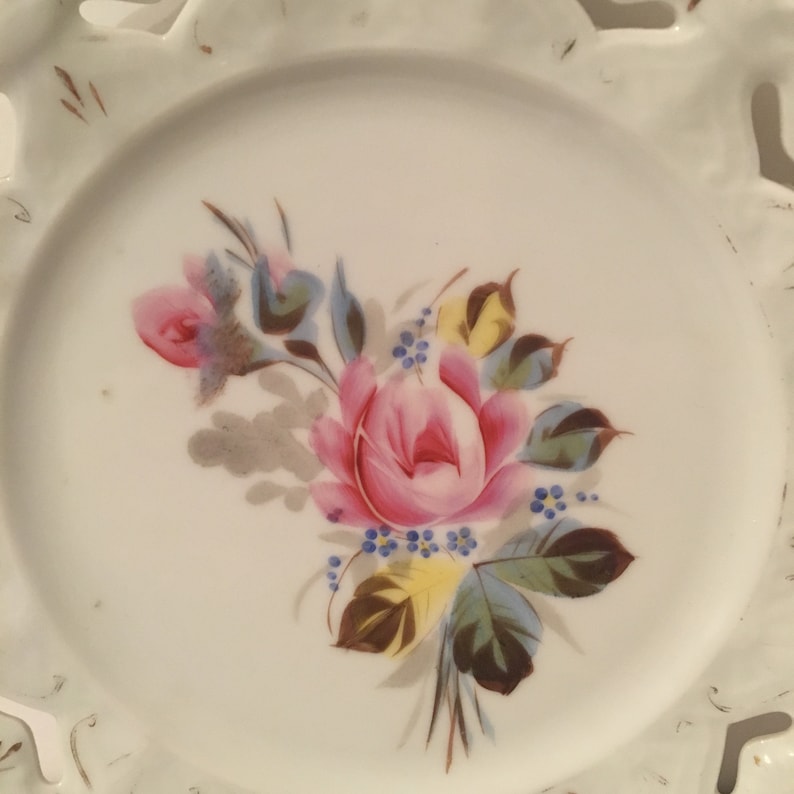 Vintage Reticulated Rose Plate