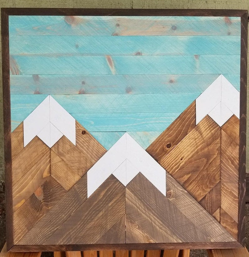 Rustic Wood Mountain Wall Art Etsy