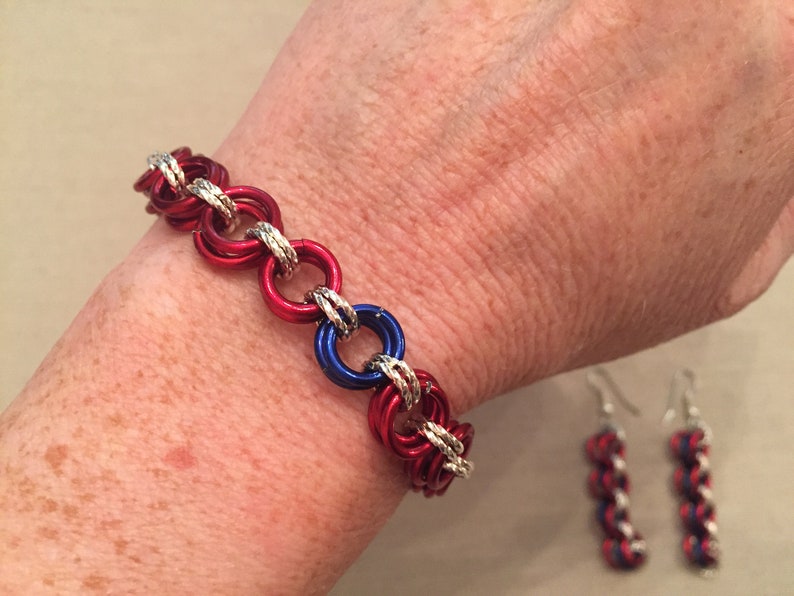 Red Blue Matching Set And Jewelry Earrings Bracelet Chain Patriots Fan Sets Valresa Com - Patriot Pendants Bracelets