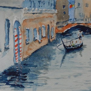 Original watercolour painting, Venice painting, Venice, Venice gondola, Venice canals, Venice wall art, Italian painting, small painting