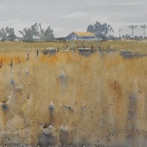 OriginalGemälde, Original Aquarell, Aquarellmalerei, Landschaftsmalerei, Bauernhof malerei, impressionistischer Stil, Landschaftsbild