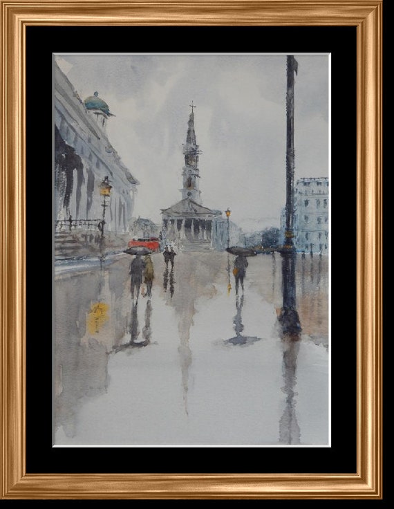 Trafalgar Square - Watercolor - London Photo and Painting Collection -  Canvas Prints by Sarah, Buy Posters, Frames, Canvas & Digital Art Prints