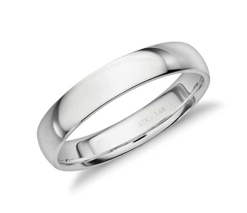 Karat Unisex 4mm ATK Jewelry Comfort Fit 14K White Gold Wedding Band 14K